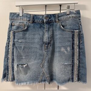 Free People embellished denim mini skirt